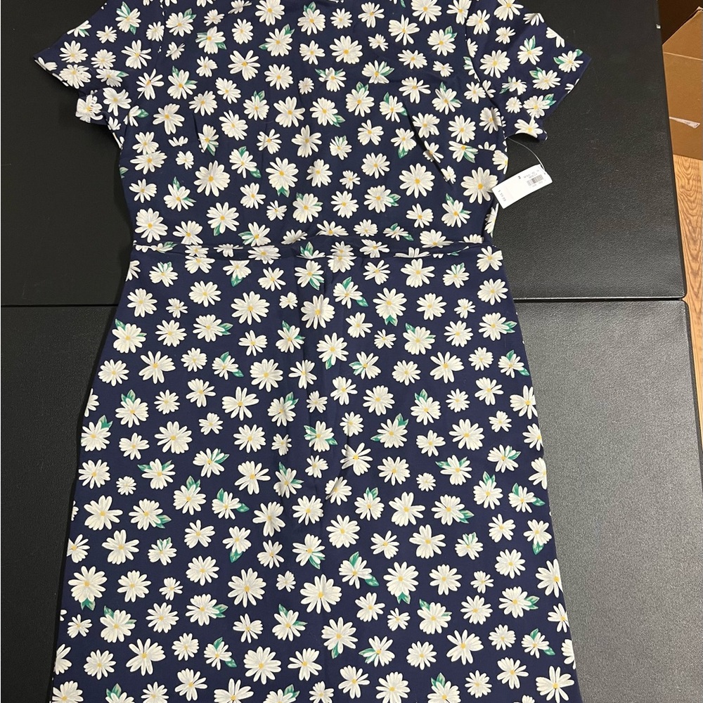 Old Navy Navy Blue Dress with White Floral Design